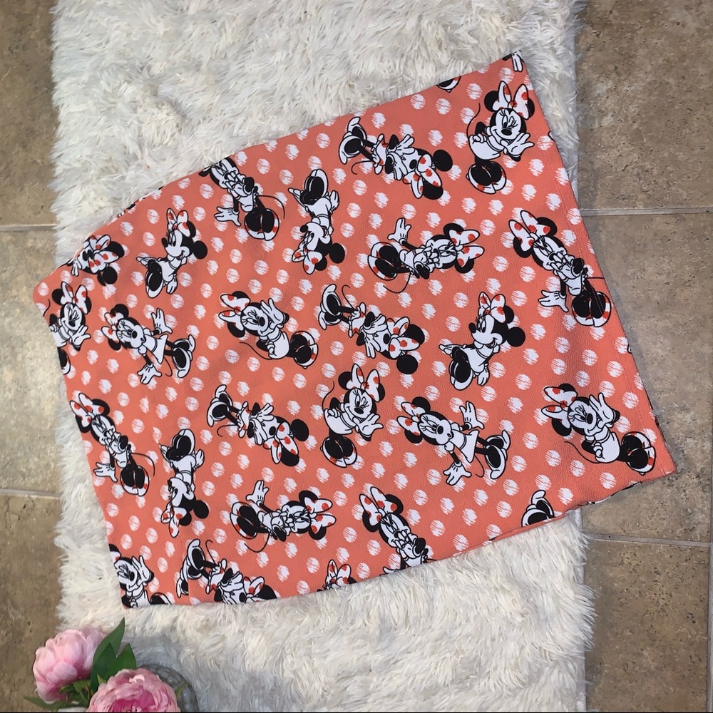 🌻 LuLaRoe Disney Minnie Mouse Skirt Pink white XL X large polka dot 12 to 14 - Picture 5 of 7